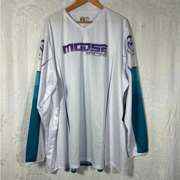 Moose Racing Jersey 5XL NEW Whit Purple Teal Qualifier Motocross FLAW MX Offroad - Picture 1 of 10